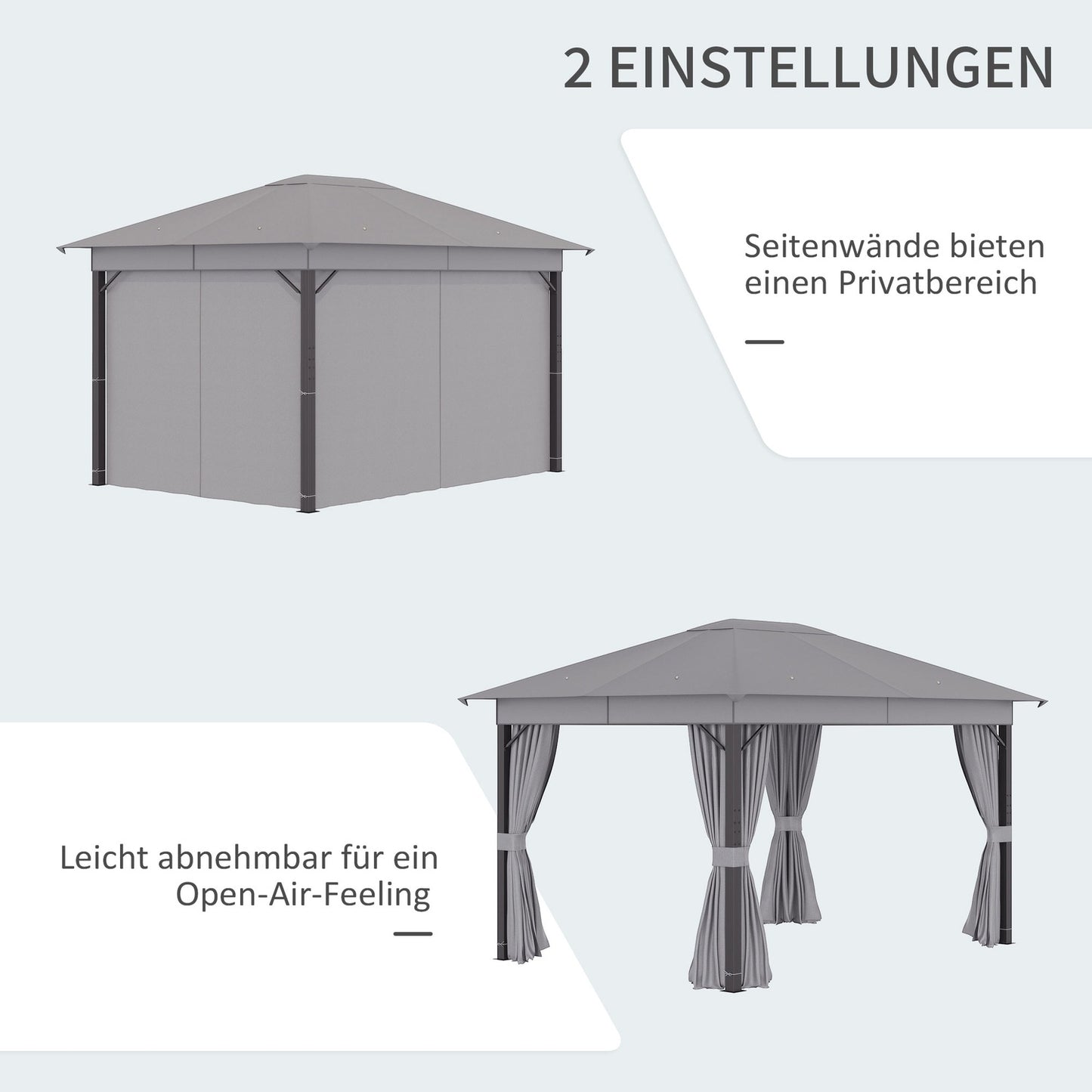 Garden marquee tent – 4x3m, grey, aluminum frame