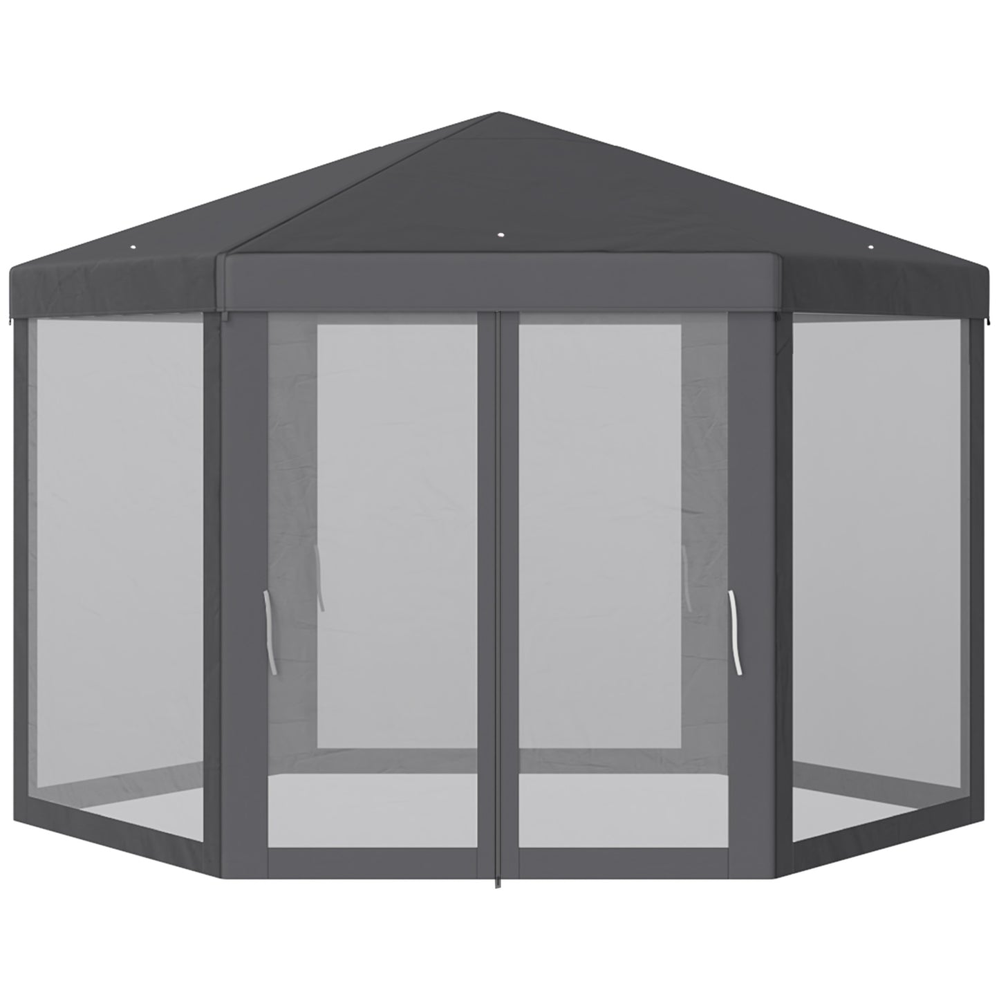 Hexagonal garden pavilion tent with mosquito net - Grey