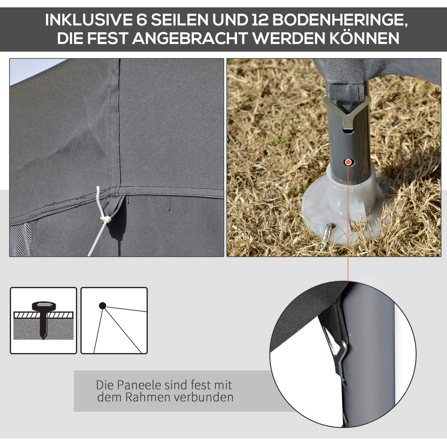 Hexagonal garden pavilion tent with mosquito net - Grey