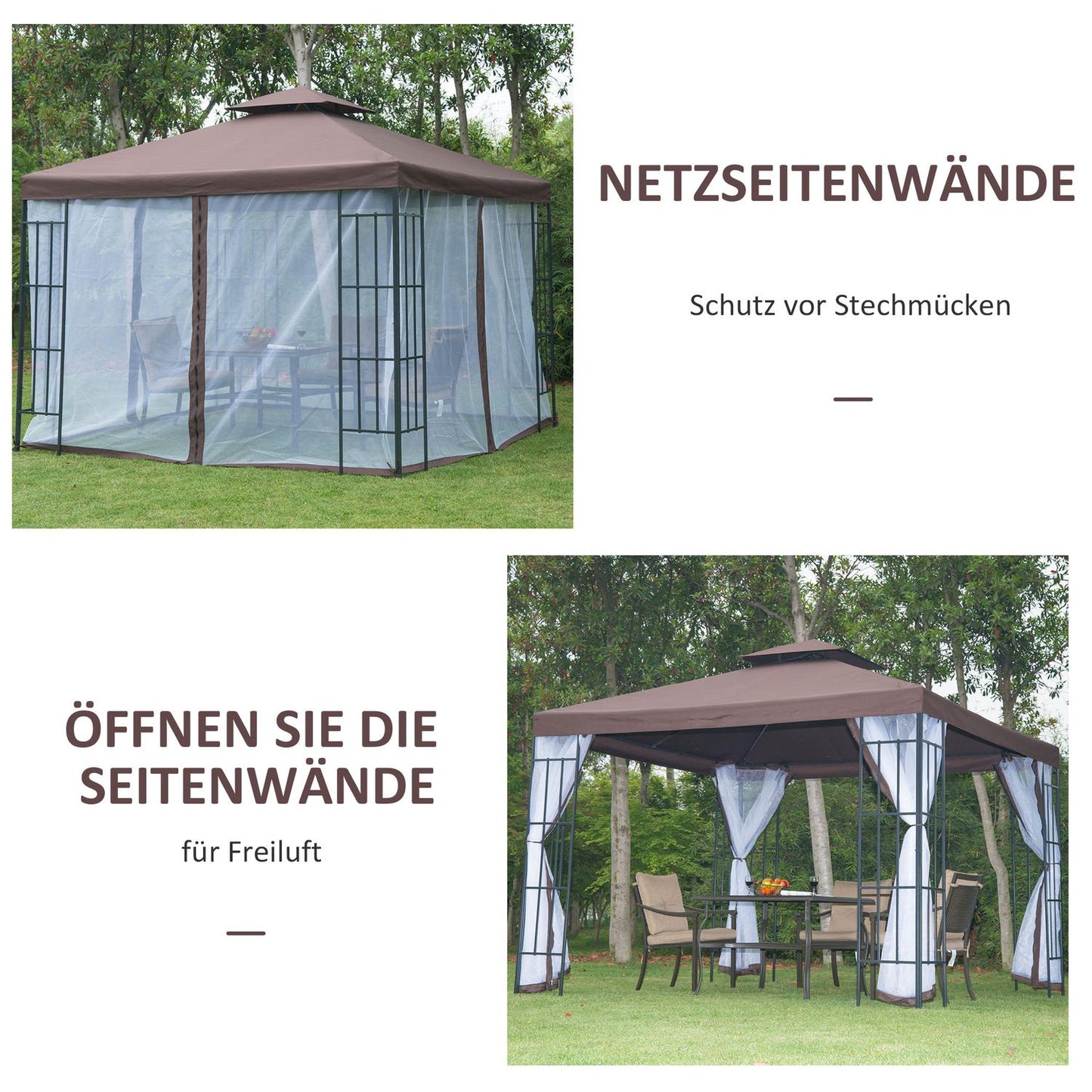 Garden pavilion - Mosquito net & Double roof - 3x3m