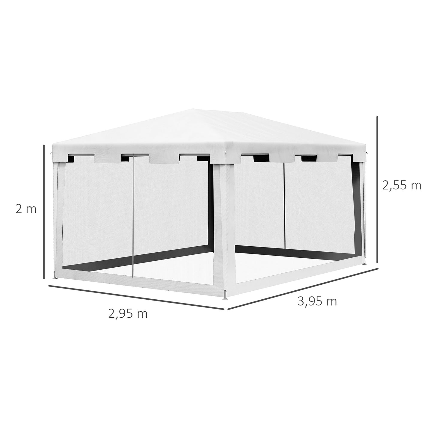 Garden pavilion tent 4x3m with mesh walls