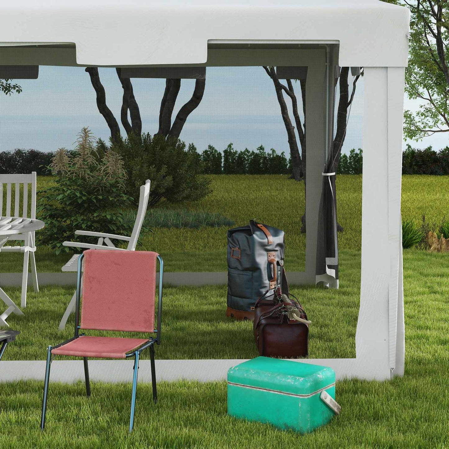 Garden pavilion tent 4x3m with mesh walls