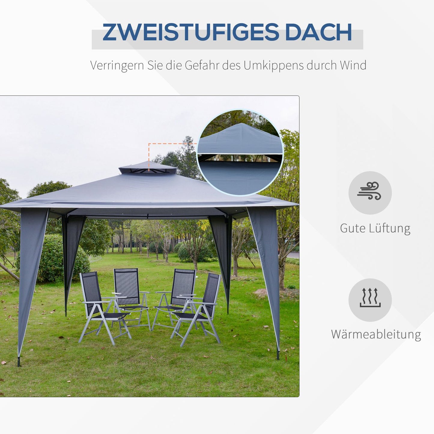 Gray metal Pavilion Party tent 3.45x3.45x2.68M Polyester