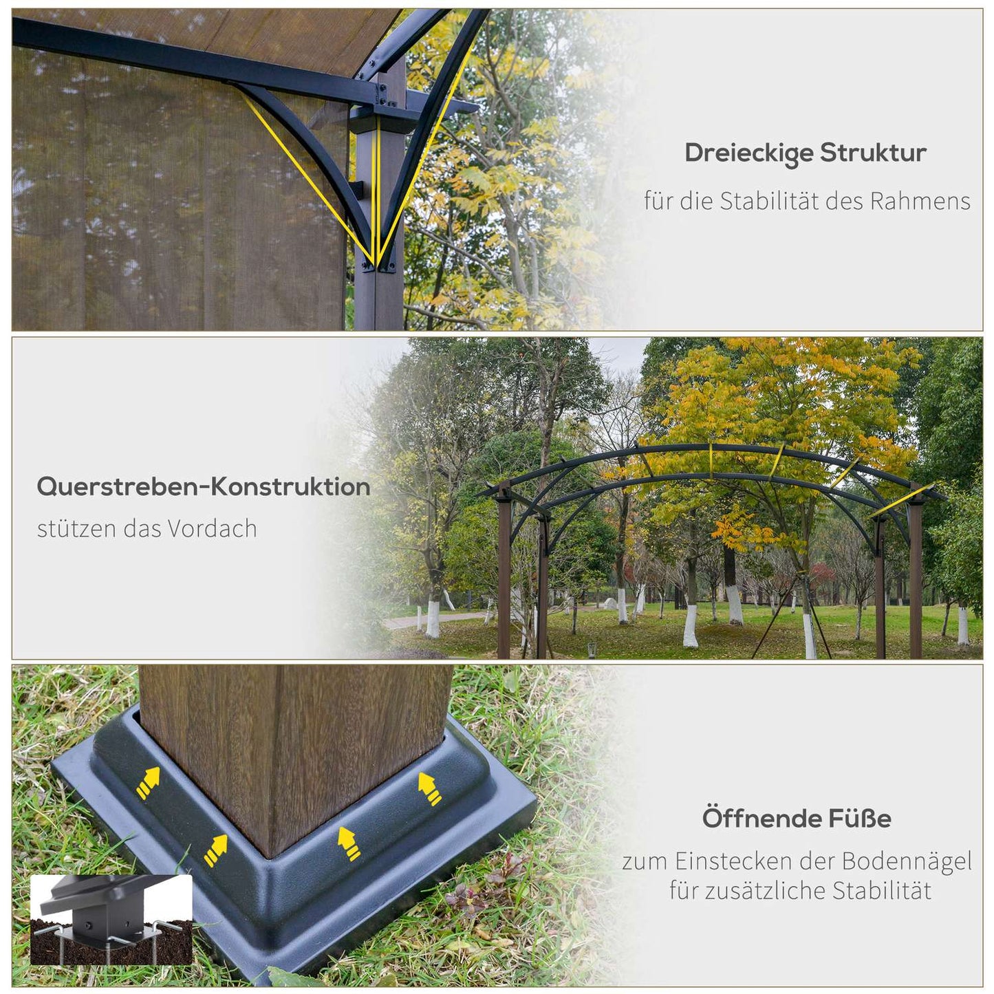 Pergola with adjustable roof, 3.45x3.45M, UV50 Waterproof
