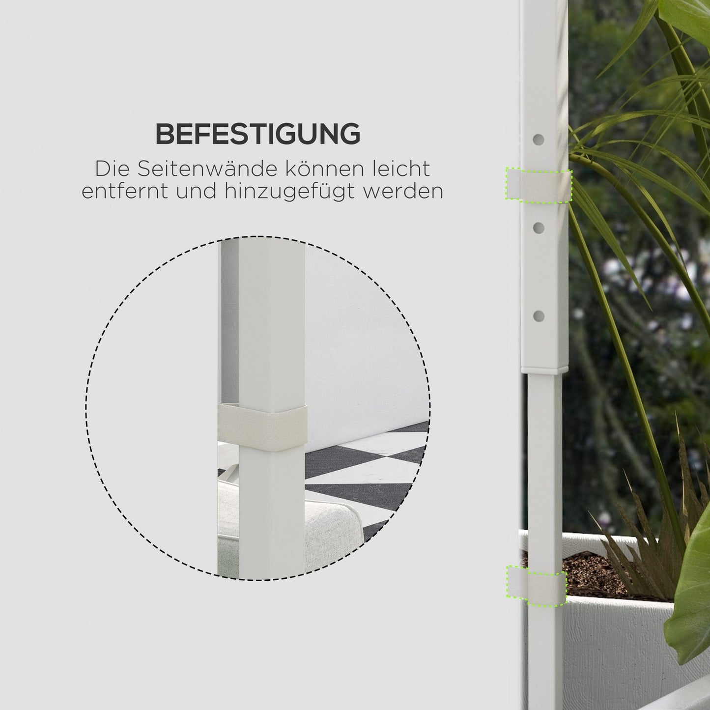 Party tent side panels with window & door, 3x3/3x6 m, White
