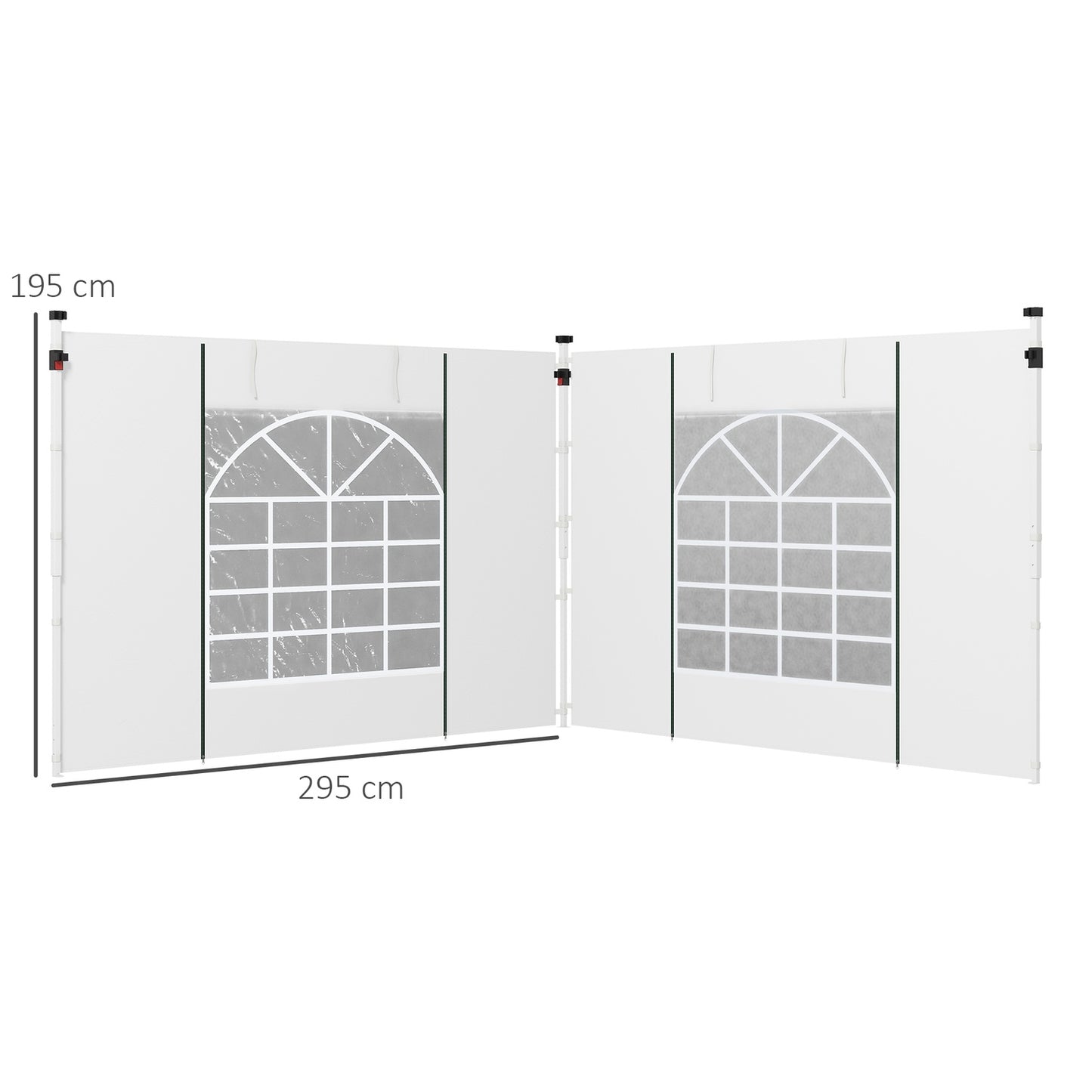 Party tent side panels with window & door, 3x3/3x6 m, White