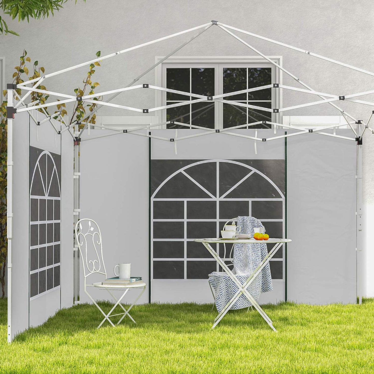 Party tent side panels with window & door, 3x3/3x6 m, White