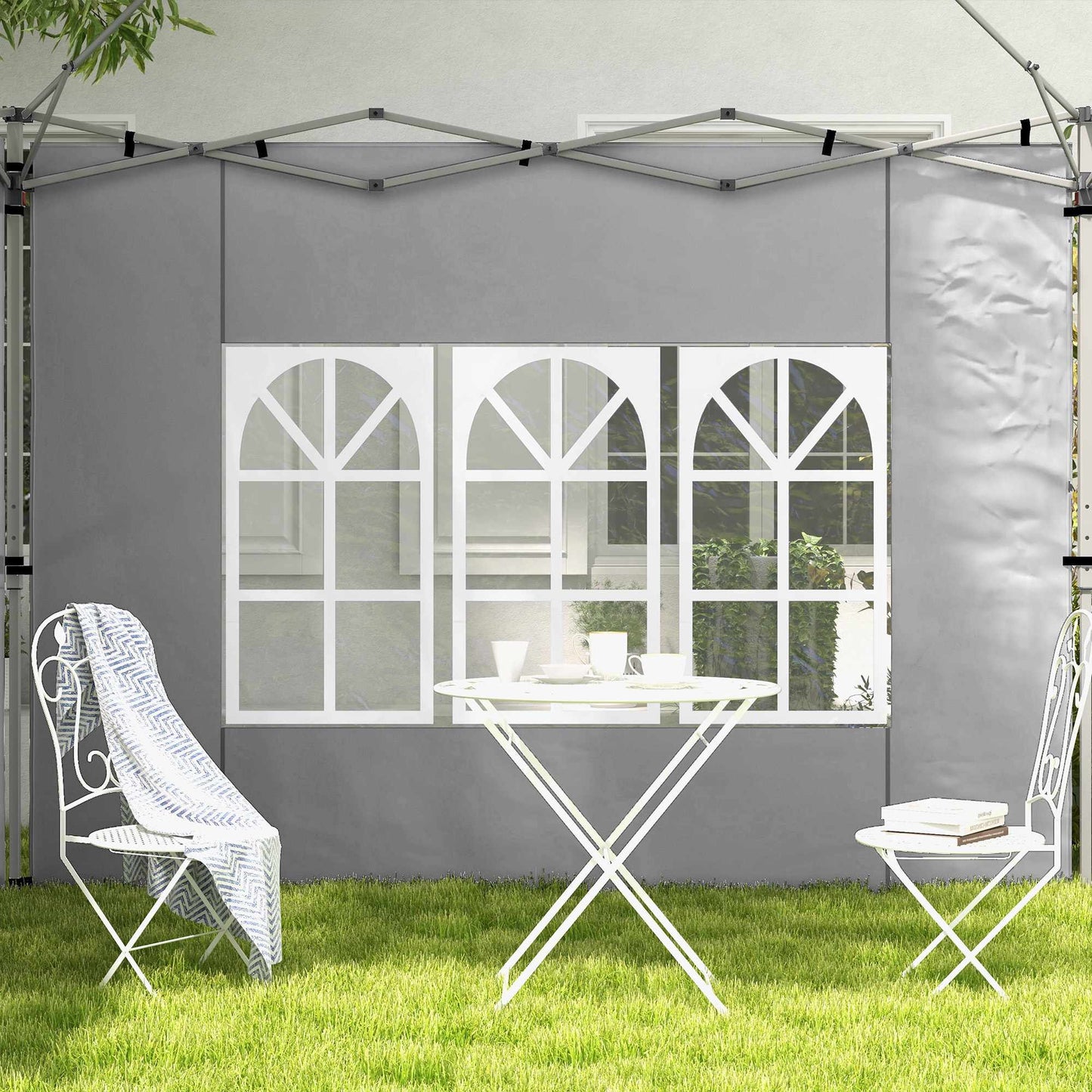 Pavilion Side Walls Set, 3x3/3x4m, Waterproof, Light Grey