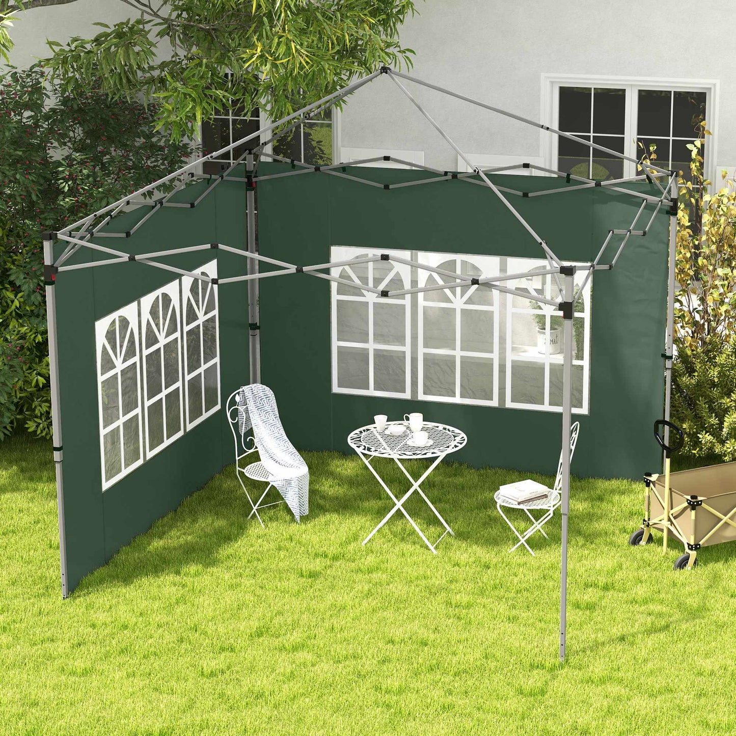 Pavilion Sidewalls Set with Windows, Waterproof, Green