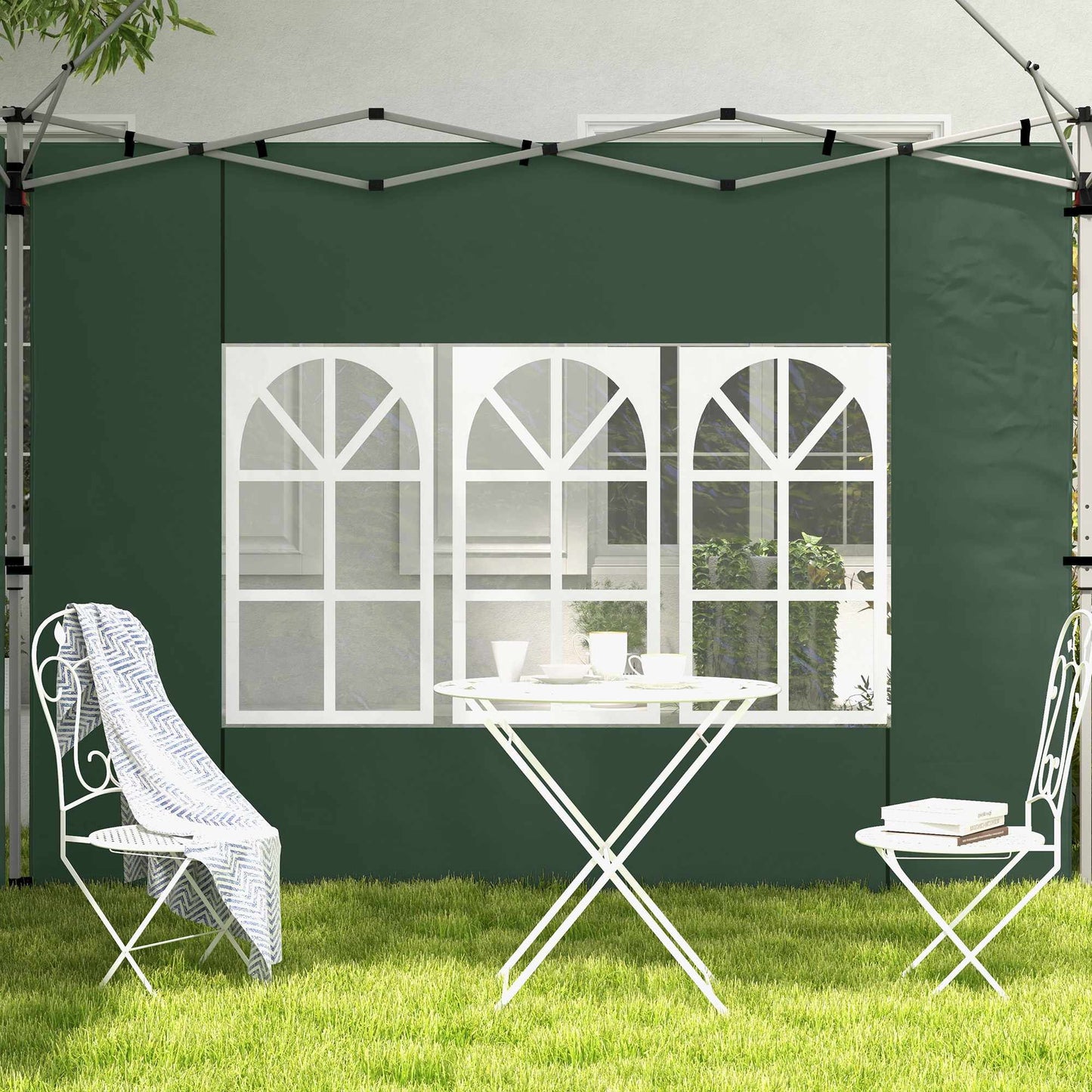 Pavilion Sidewalls Set with Windows, Waterproof, Green