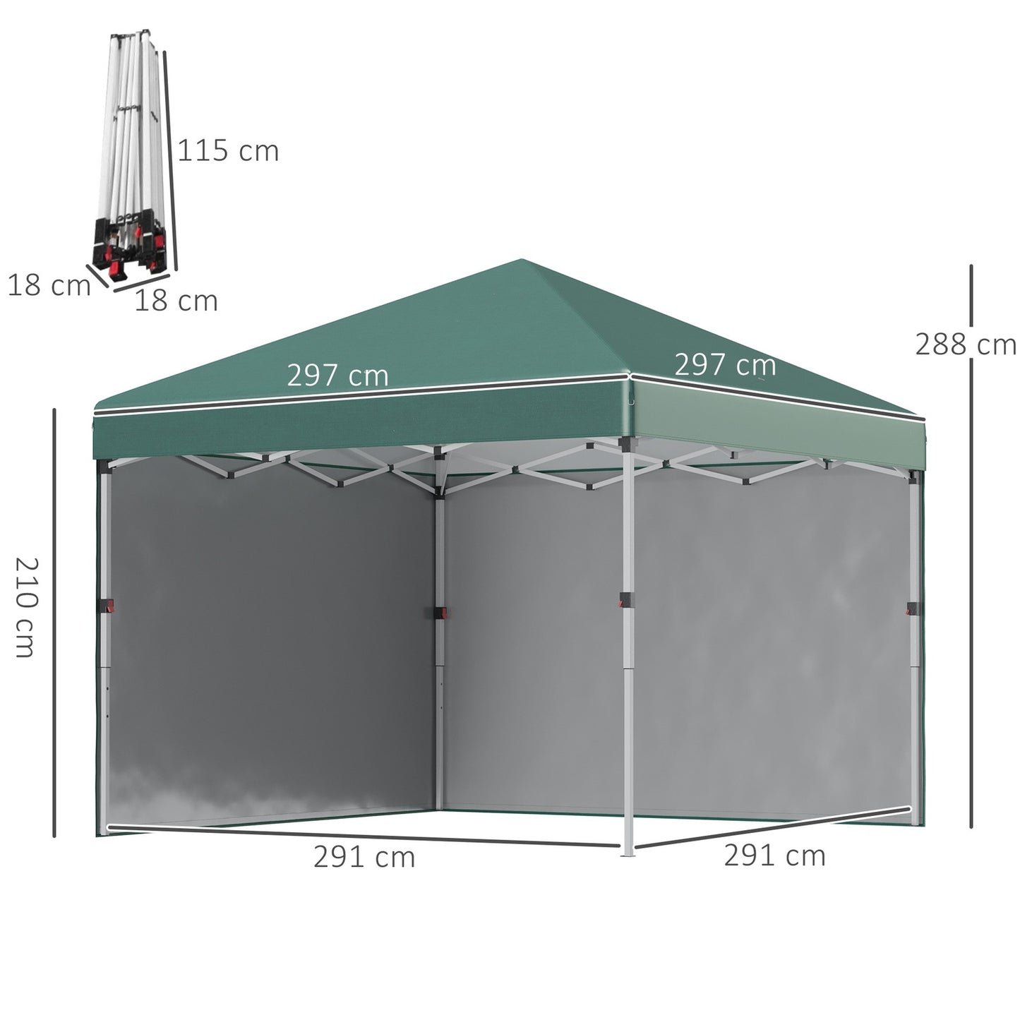 3x3m water-repellent pop-up pavilion, UV 30+