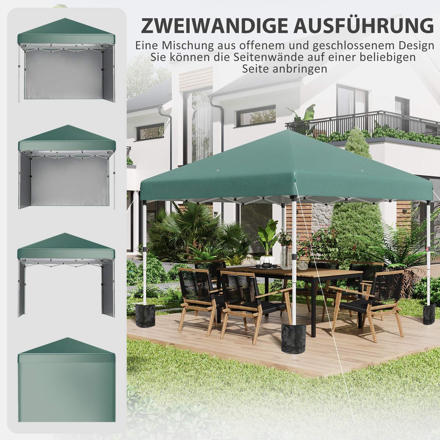 3x3m water-repellent pop-up pavilion, UV 30+