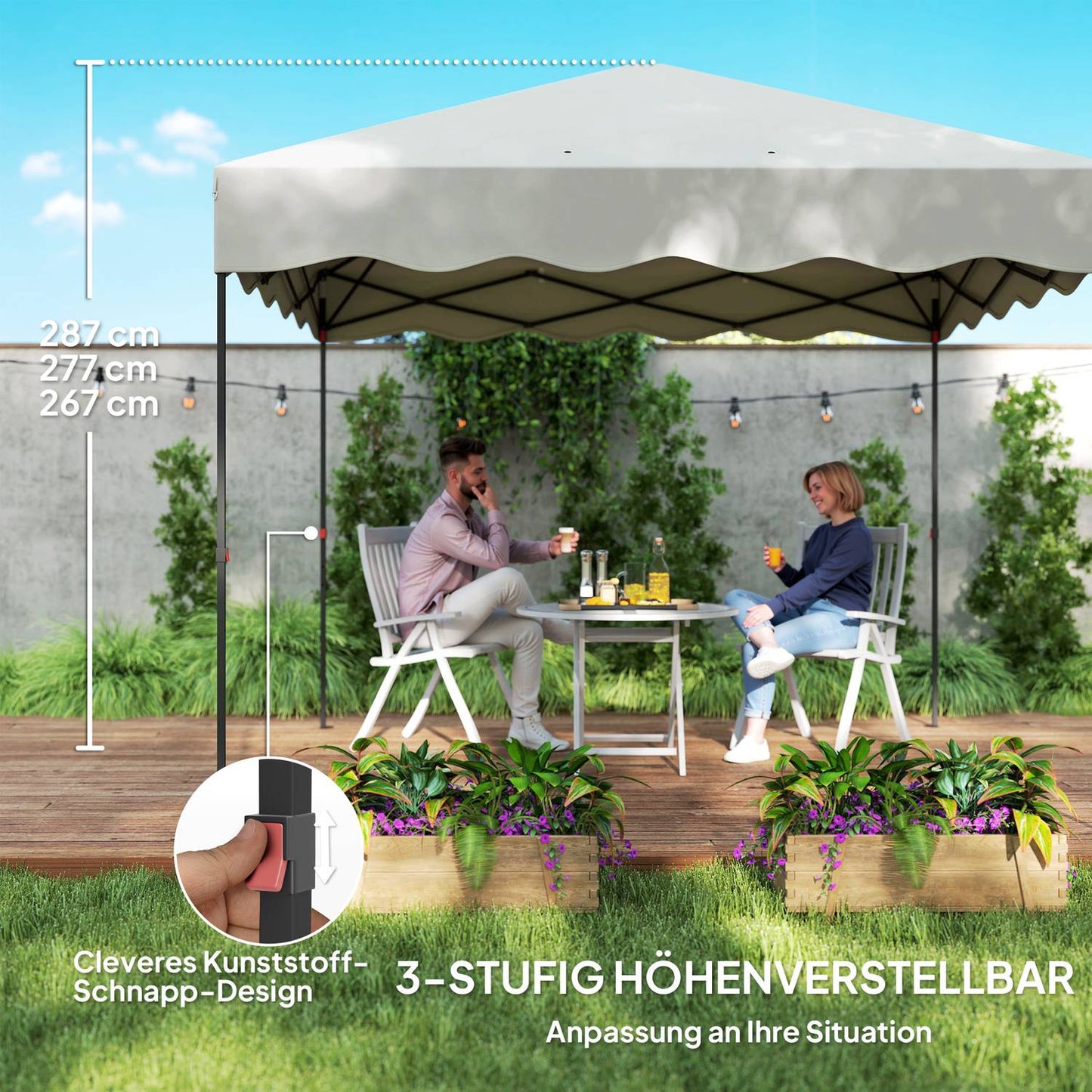 3x3m pop-up pavilion, water-repellent, UV 50+ protection