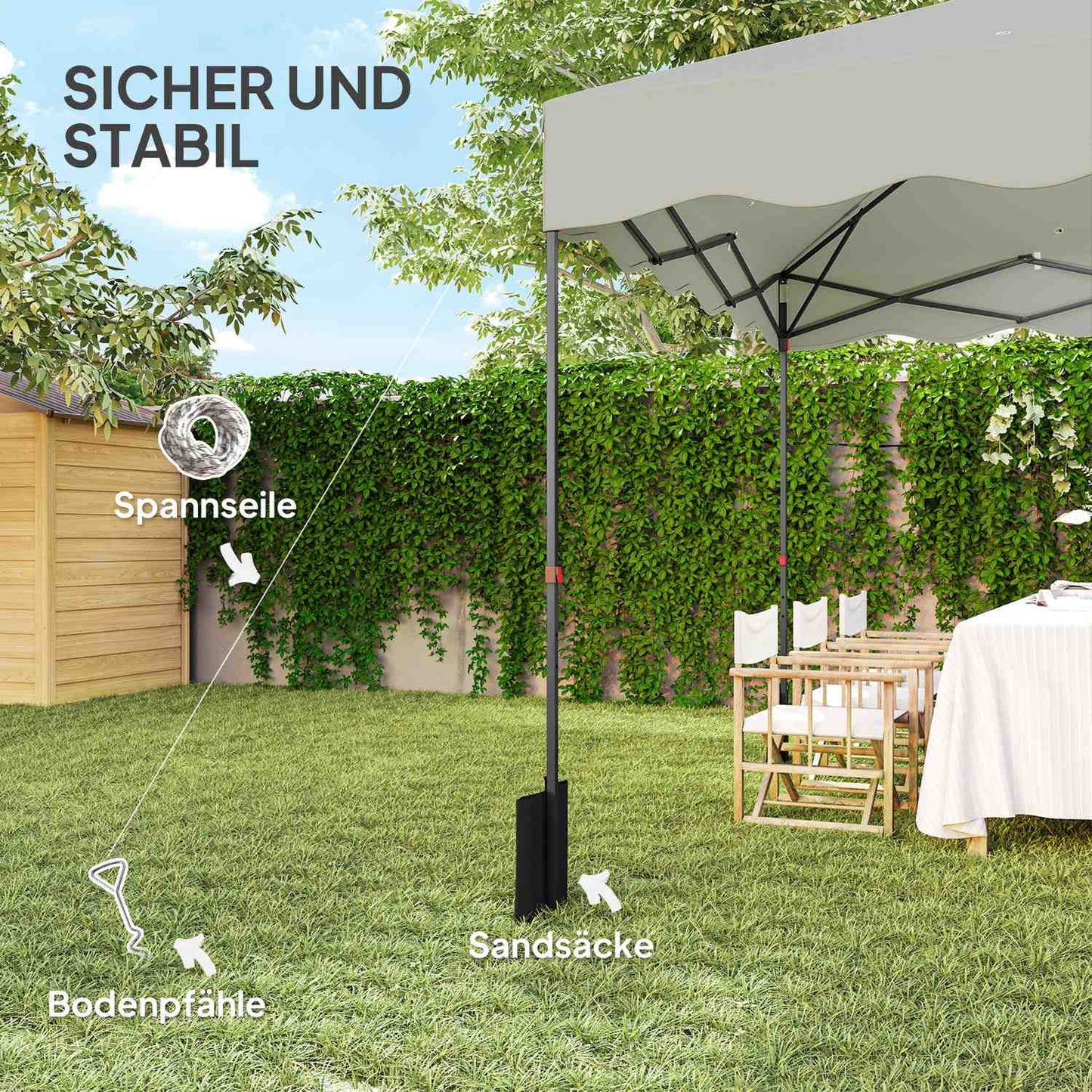 3x3m pop-up pavilion, water-repellent, UV 50+ protection