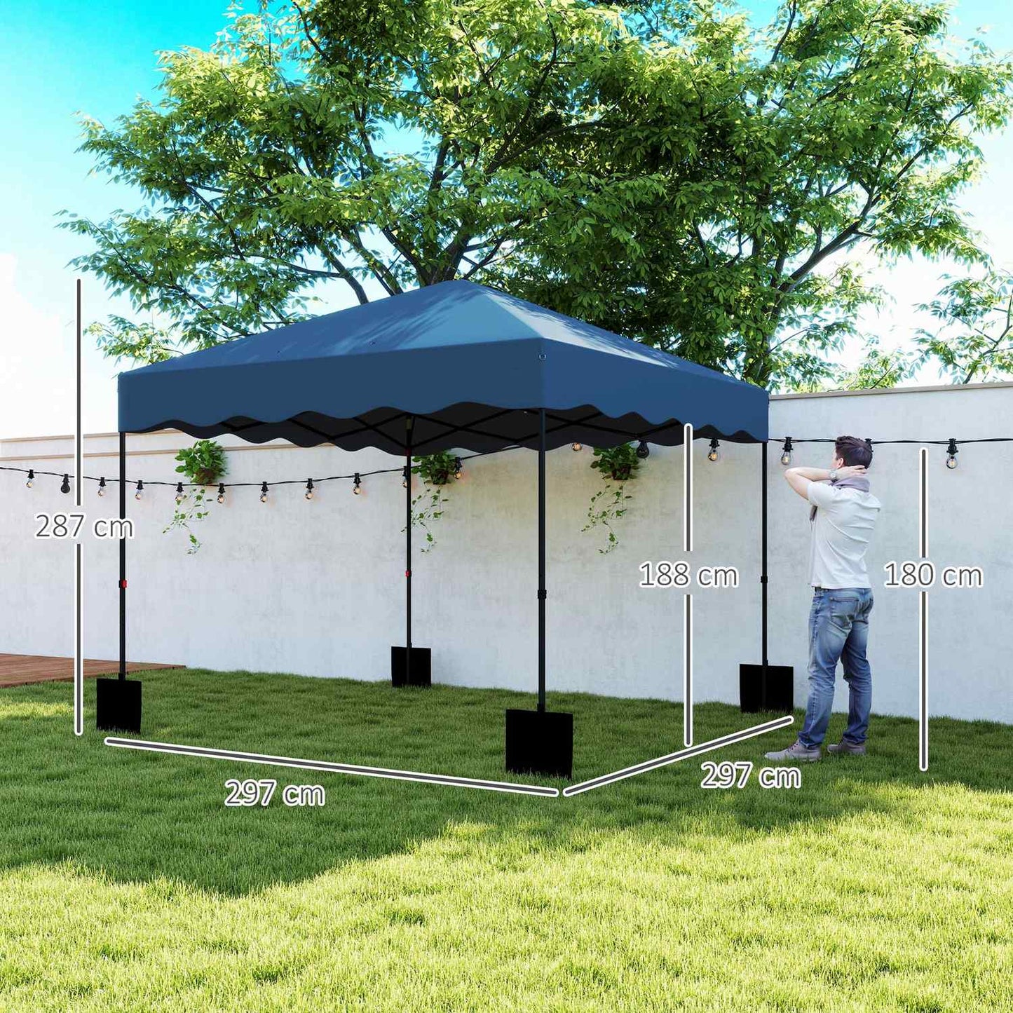 Pop-up garden pavilion, 3x3m, water-repellent, UV 50+