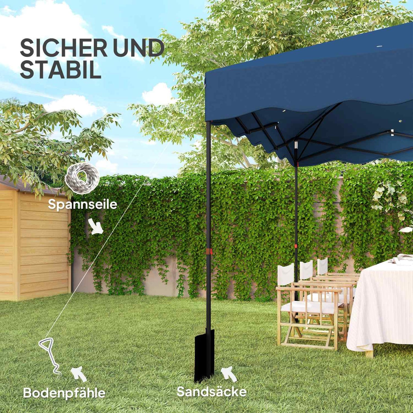 Pop-up garden pavilion, 3x3m, water-repellent, UV 50+