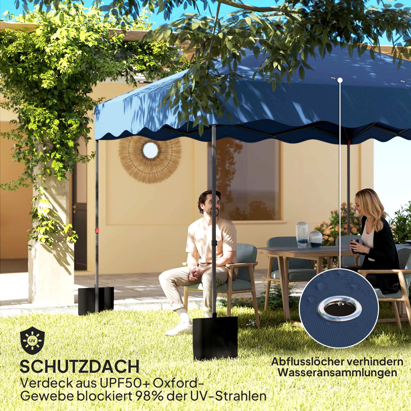 Pop-up garden pavilion, 3x3m, water-repellent, UV 50+