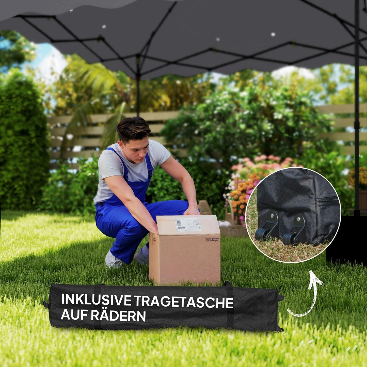 3x3m water-repellent pop-up pavilion, UV 50+, light grey