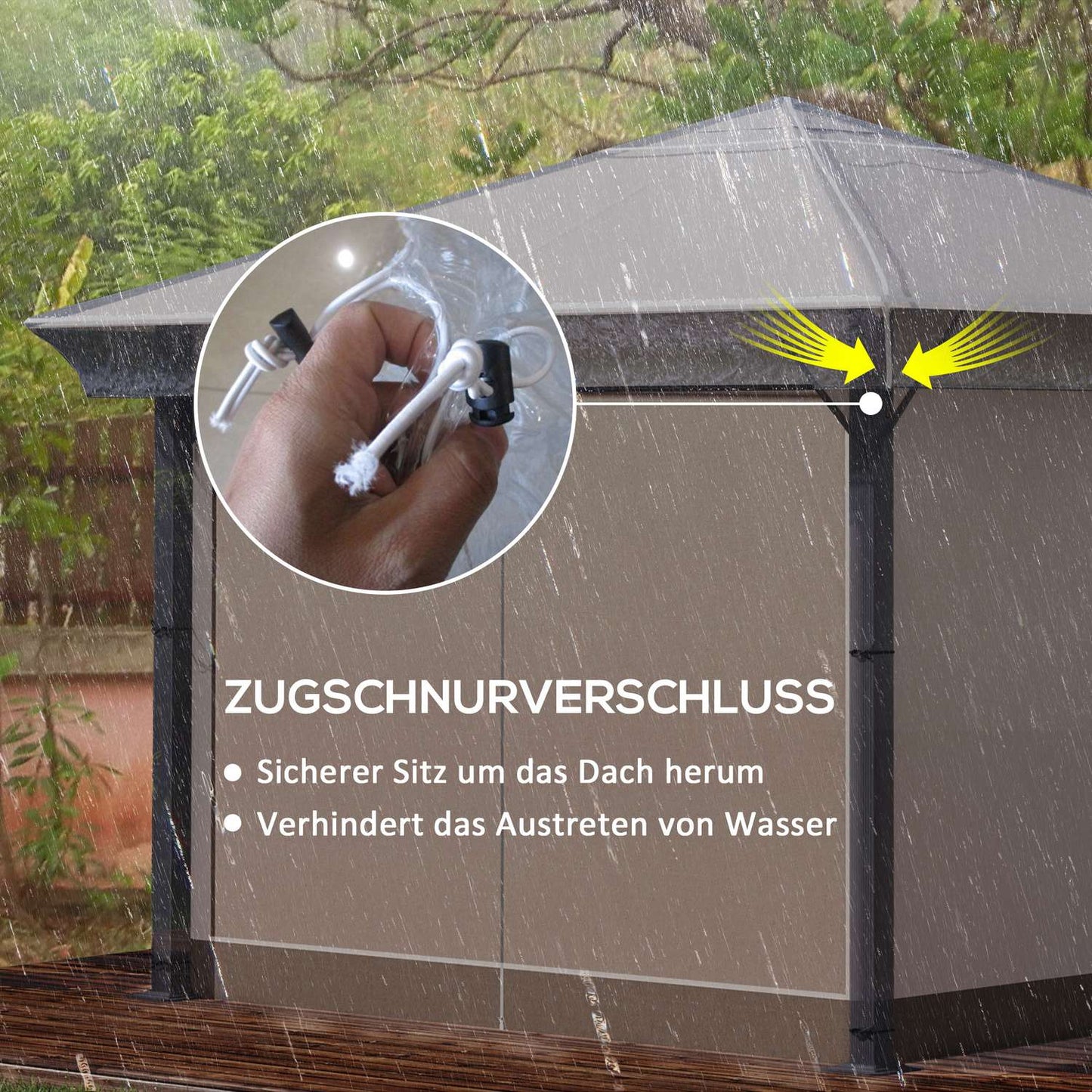 Waterproof 3x3m pavilion roof cover - winterproof, transparent