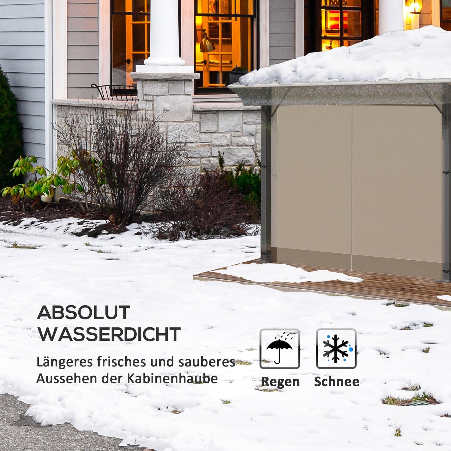 Waterproof 3x3m pavilion roof cover - winterproof, transparent