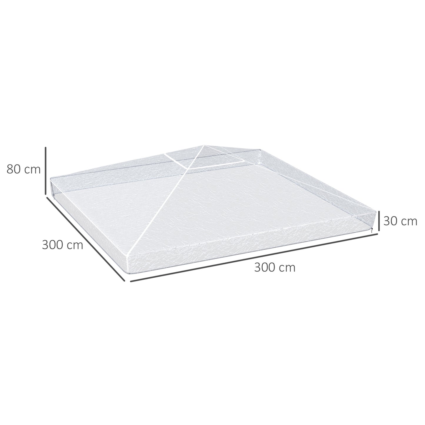 Waterproof 3x3m pavilion roof cover - winterproof, transparent