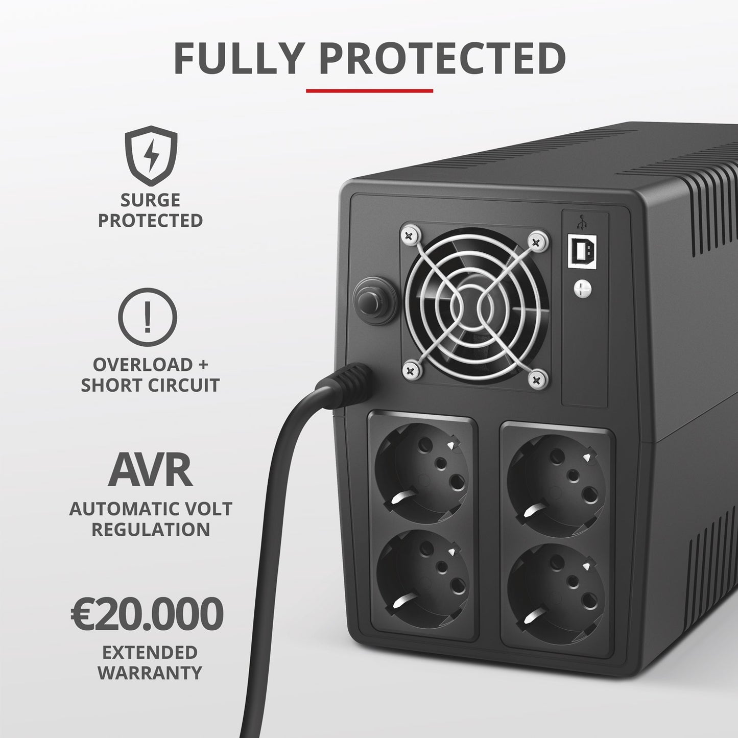 Paxxon 1500VA UPS 4 sockets Schuko