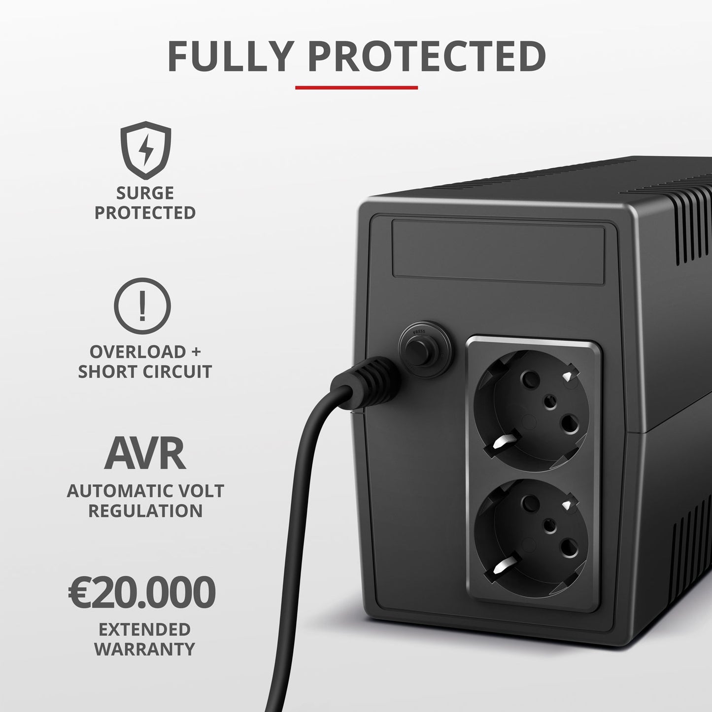 Paxxon 800VA UPS 2 sockets Schuko