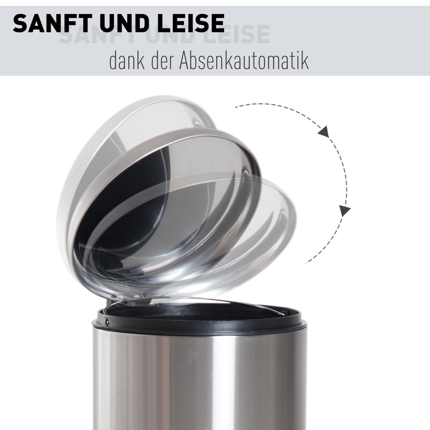 30L pedal container in stainless steel with inner compartment