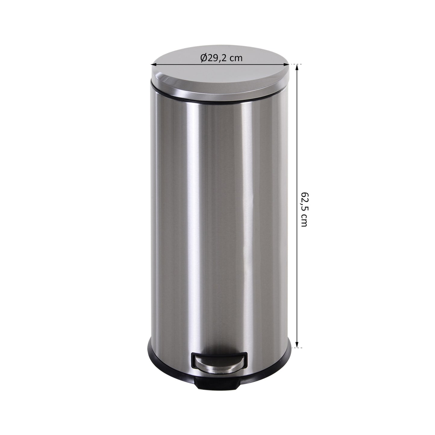 30L pedal container in stainless steel with soft-closing lid