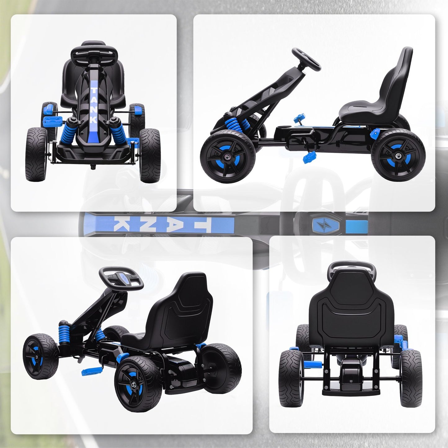 Pedal Go-Kart for Kids, Brake, Non-Slip Wheels, 3-6 Years