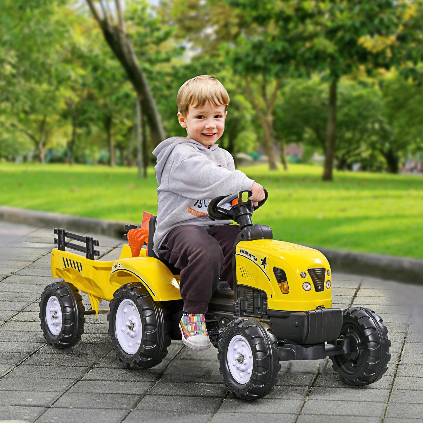 Pedal tractor for children, yellow, metal, ages 3+