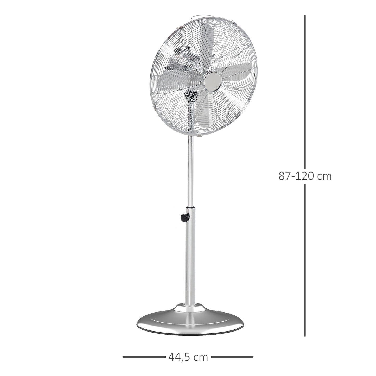 Pedestal fan - adjustable height, 3 speeds, silver