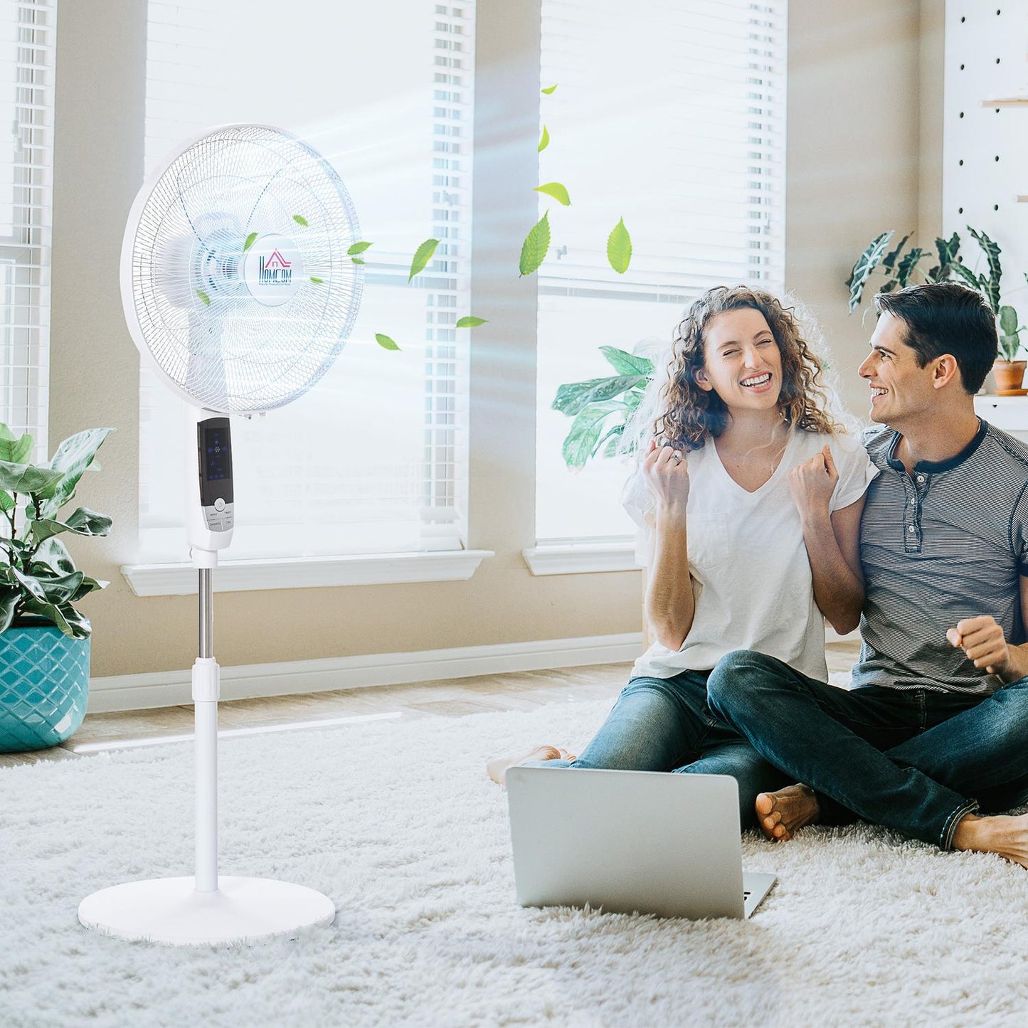 Pedestal fan, 138 cm steel, timer & remote control, adjustable heights