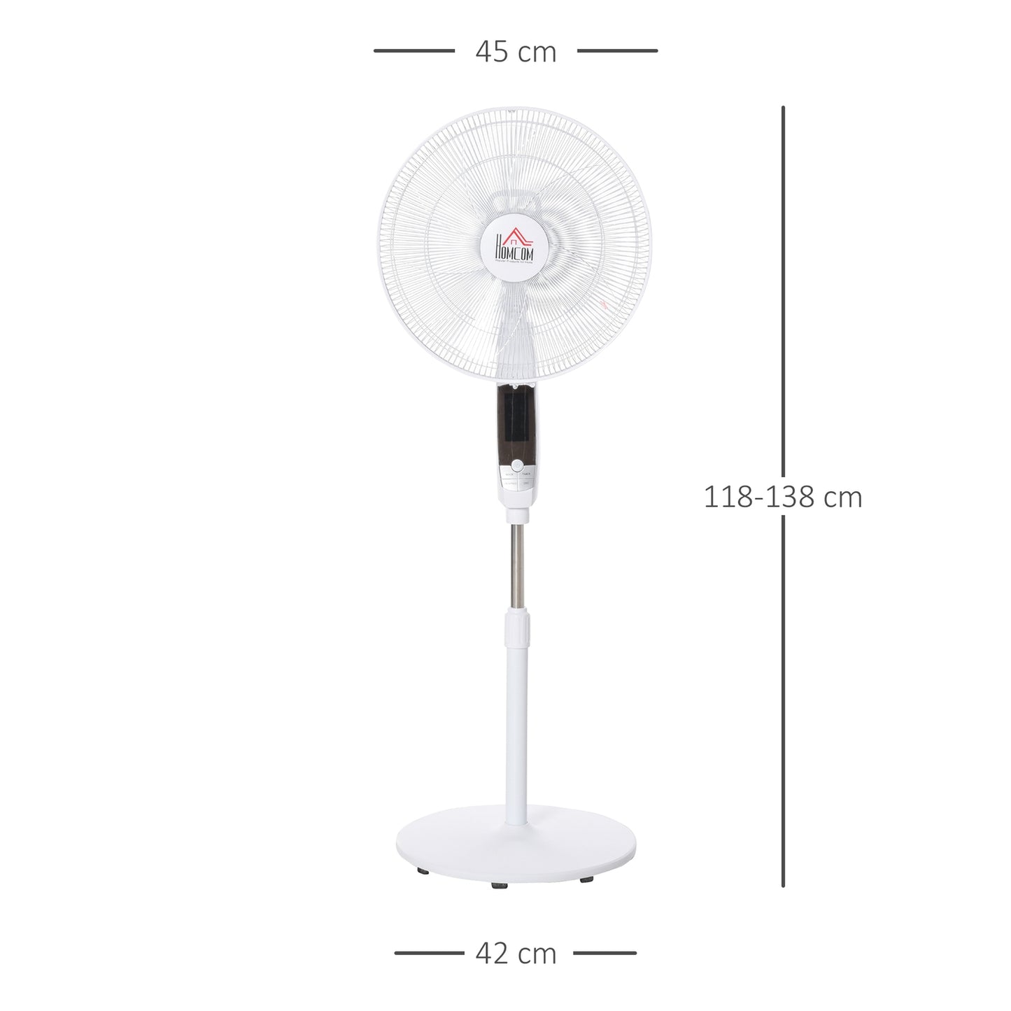 Pedestal fan, 138 cm steel, timer & remote control, adjustable heights