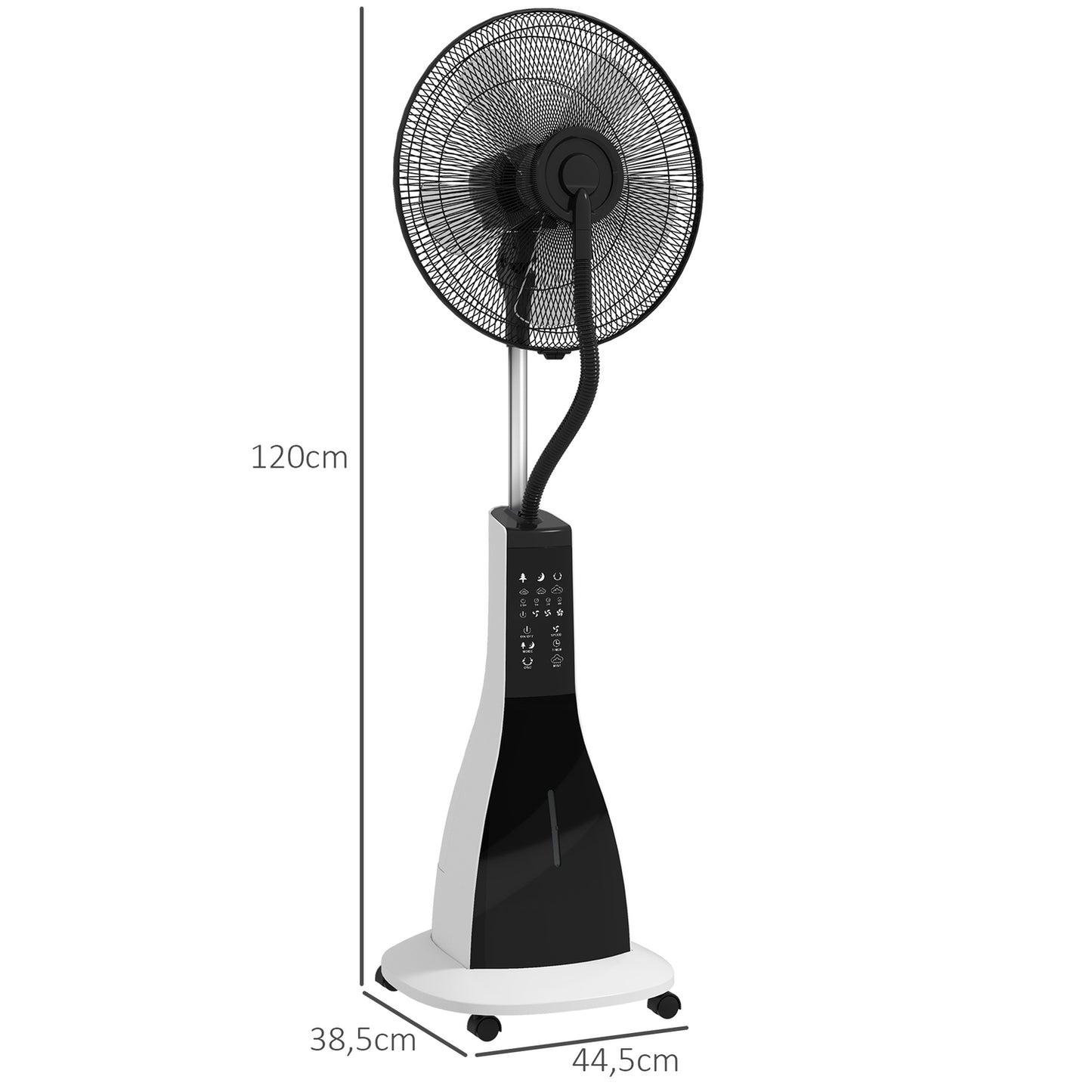 Fog fan with remote control, 3L tank, 3 speeds, black