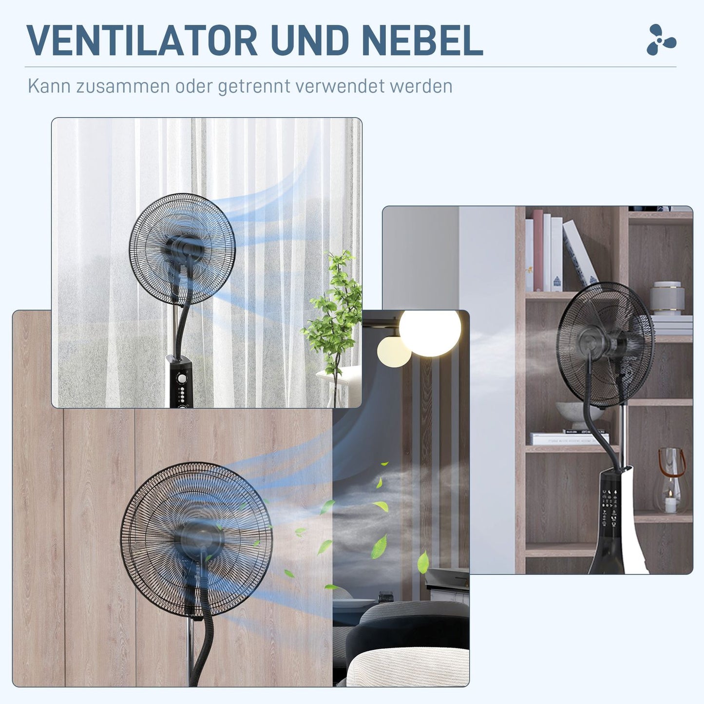 Fog fan with remote control, 3L tank, 3 speeds, black