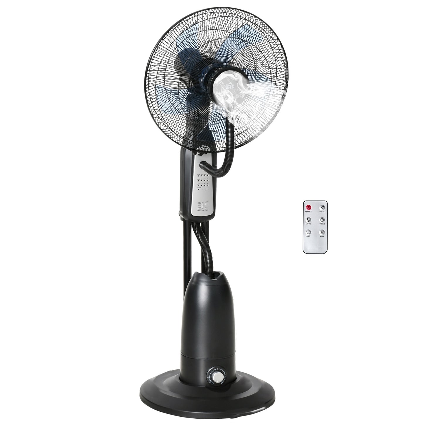Pedestal fan with mist, timer, adjustable angle, 3 positions