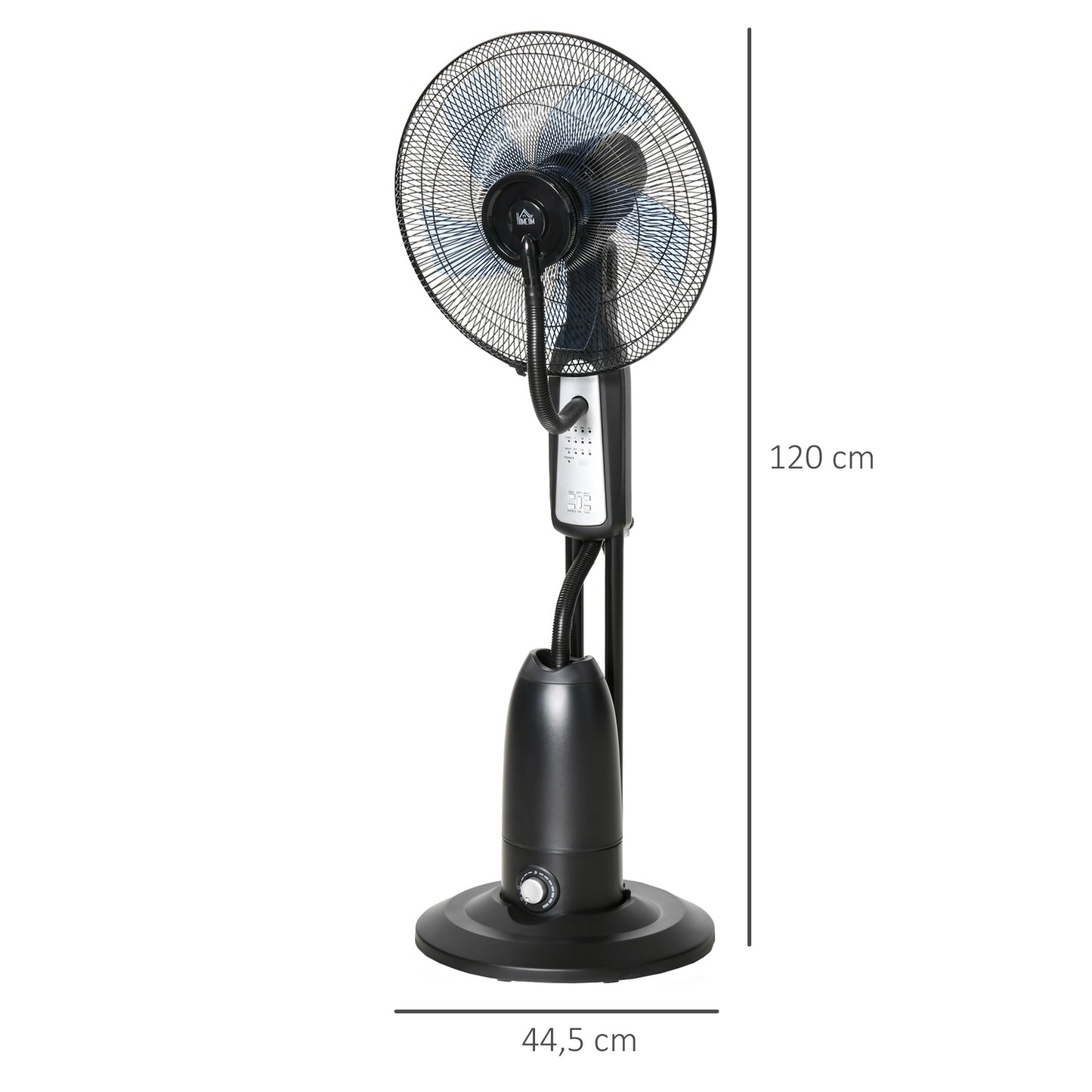 Pedestal fan with mist, timer, adjustable angle, 3 positions