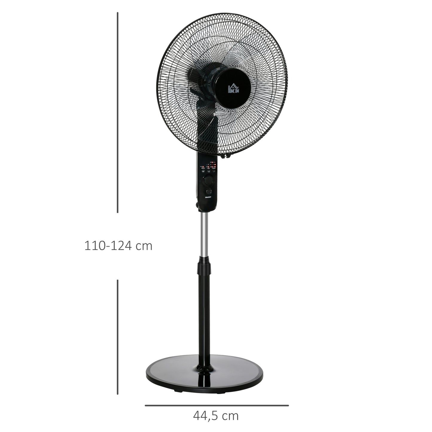 Pedestal fan with remote control, adjustable height and 3 speeds