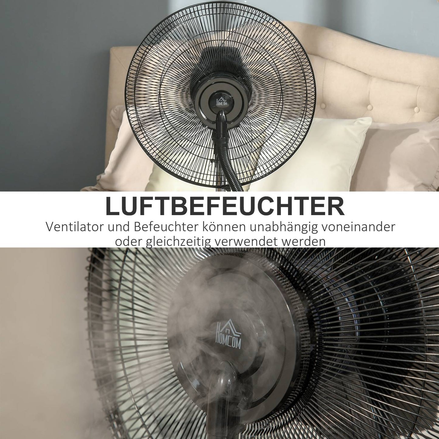 Pedestal fan with mist, adjustable tilt, 3.1L water tank