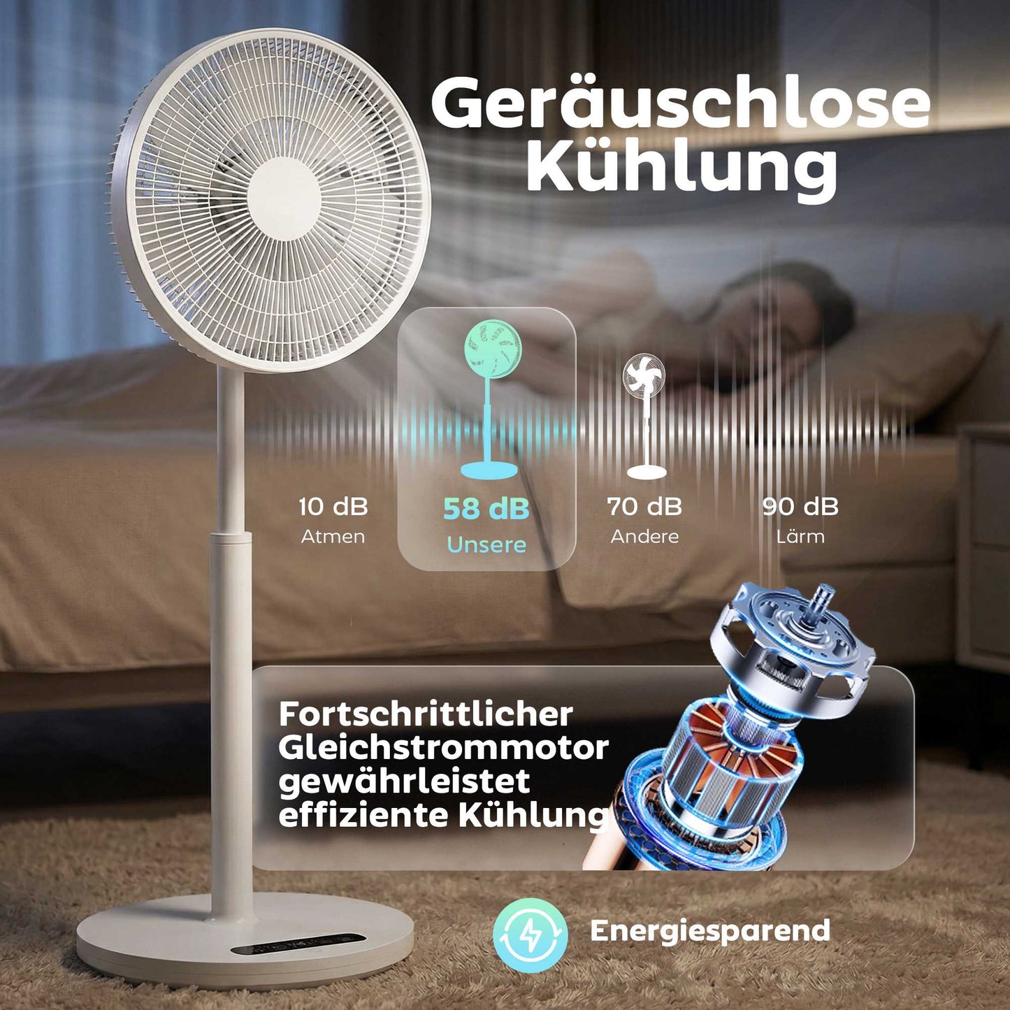 Pedestal Fan with Remote, 12 Speeds, Adjustable Height, White