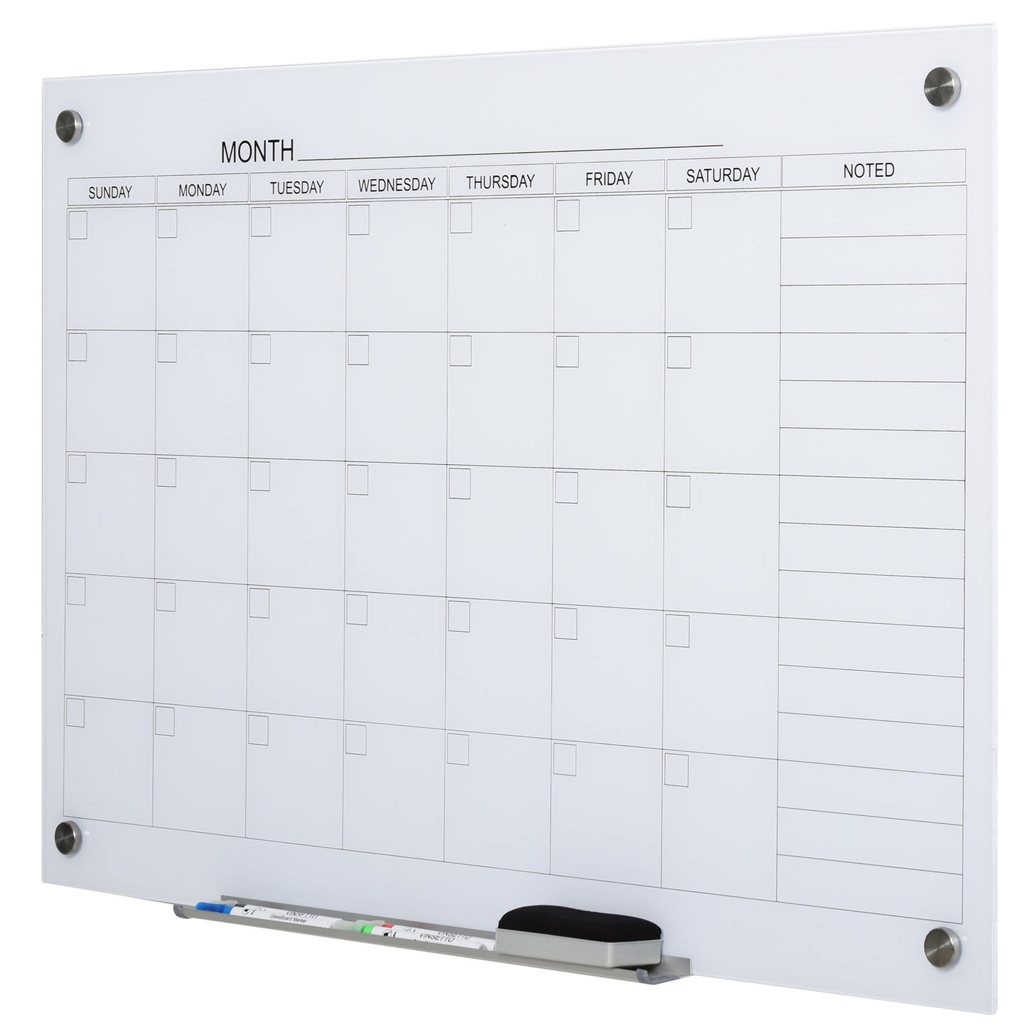 Magnetic writing board with pen holder, 4 markers, 90x60cm