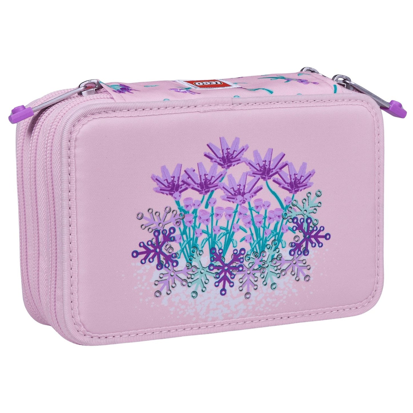 Pencil Case with 3 Layers and Flower Design for School Supplies