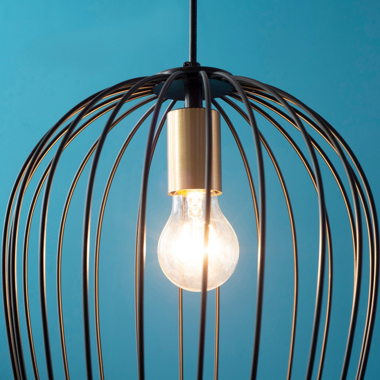 Modern black metal ceiling lamp, Ø26 x 130 cm
