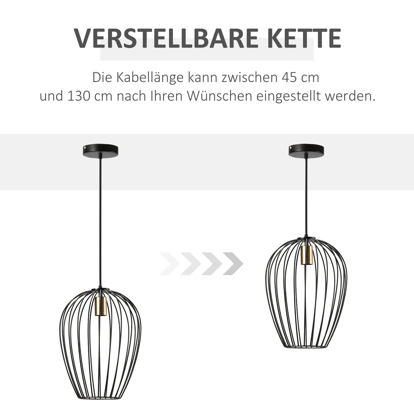 Modern black metal ceiling lamp, Ø26 x 130 cm