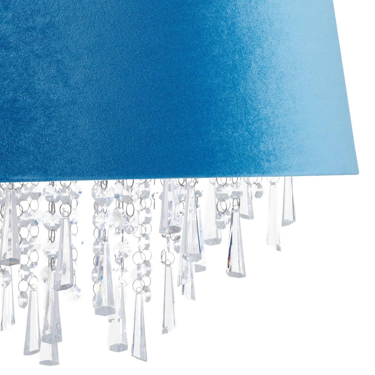 Pendant lamp in crystal with shade in velvet