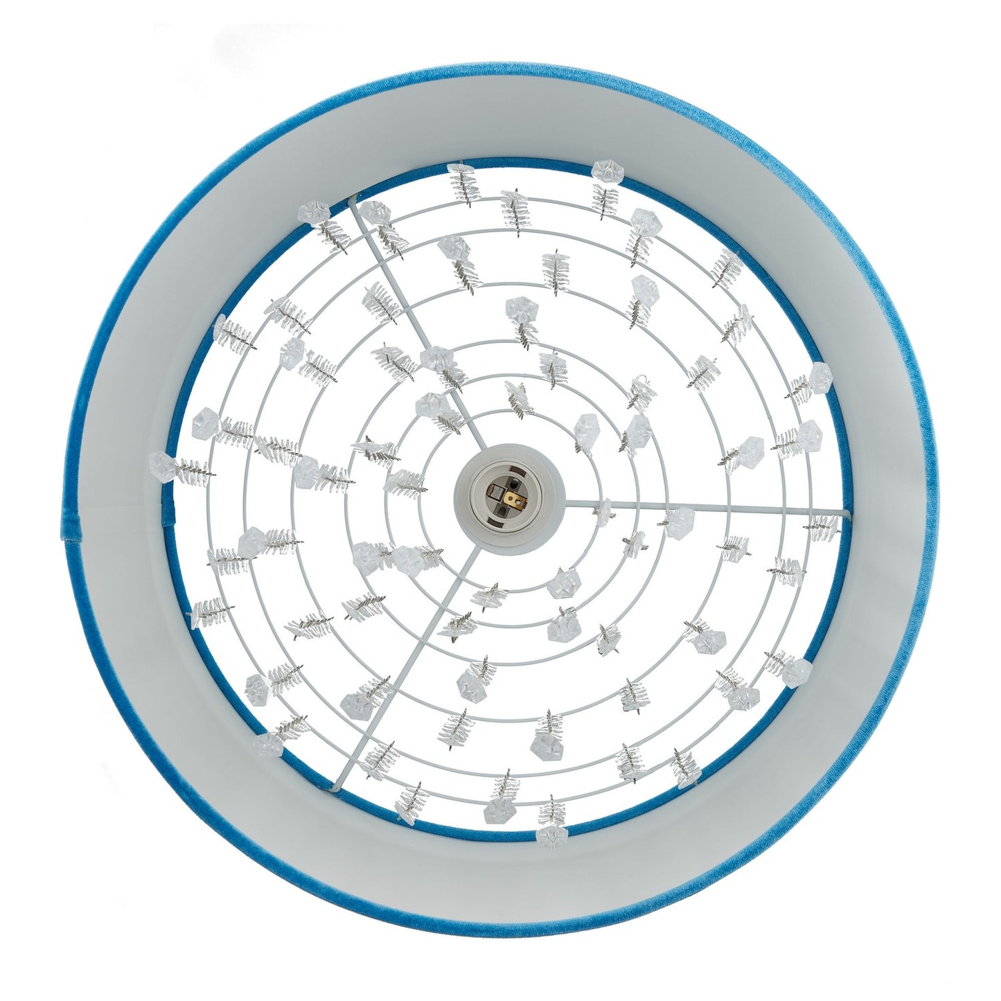 Pendant lamp in crystal with shade in velvet