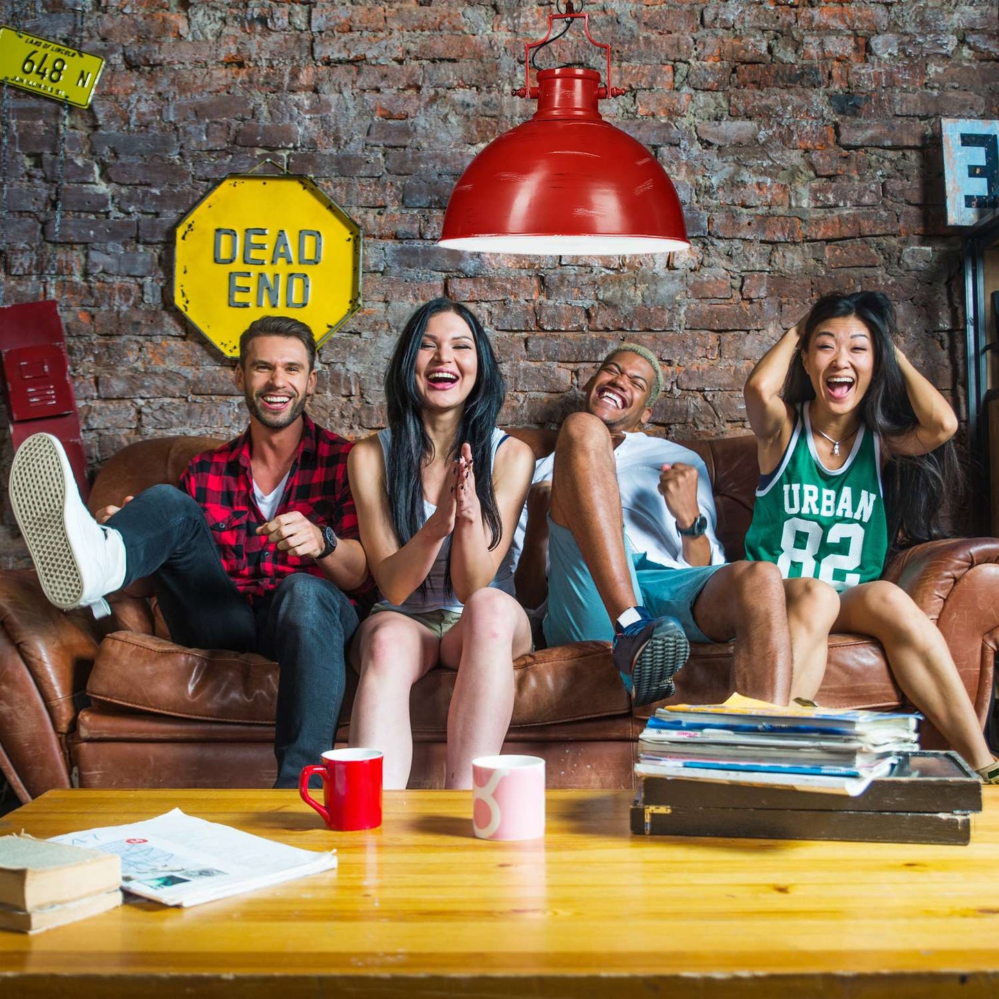 Pendant lamp industrial style red