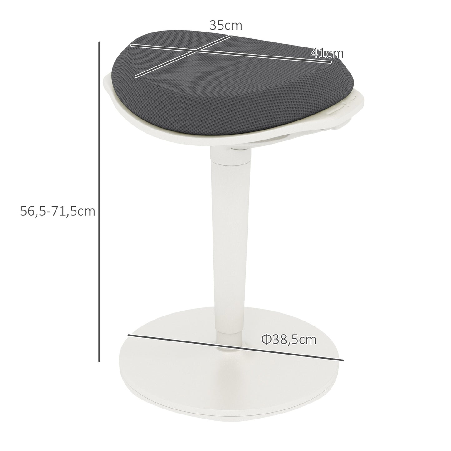 Ergonomic swivel stool - height adjustable, gray mesh