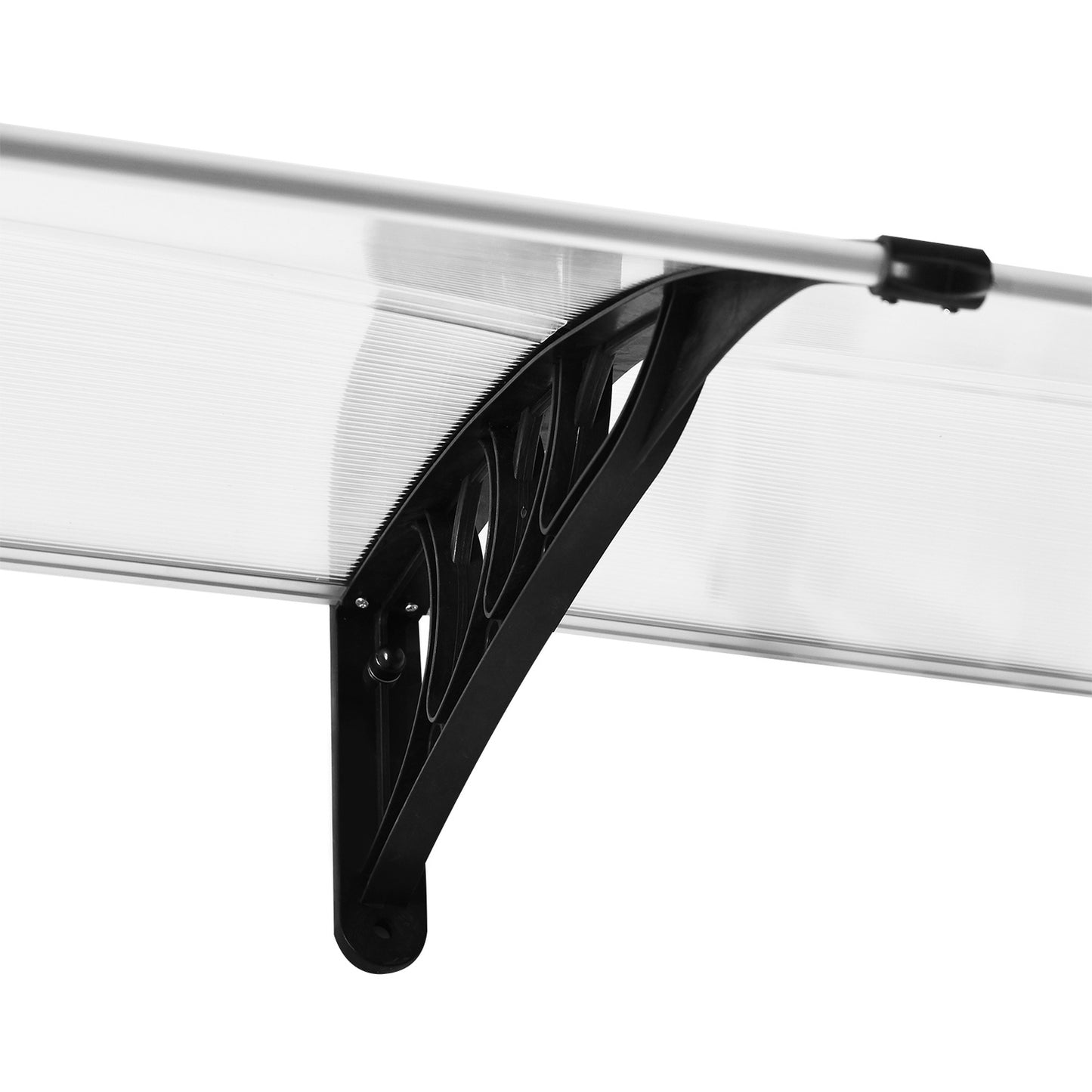 Front door aluminum canopy, 75x195x23 cm, clear polycarbonate